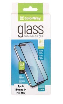 Защитное стекло ColorWay FC 9H glue Apple iPhone 14 Pro Max black CW-GSFGAI14P-BK фото