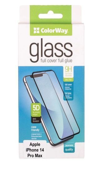 Захисне скло ColorWay 9H FC glue Apple iPhone 14 Pro Max black CW-GSFGAI14P-BK фото