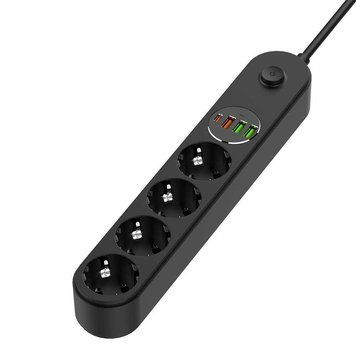 Мережевий фільтр-подовжувач СolorWay 4 розетки/4USB Black 2M (CW-CHE44PDB) CW-CHE44PDB фото