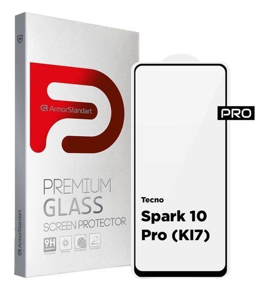 Защитное стекло ArmorStandart Pro для Tecno Spark 10 Pro (KI7) Black (ARM67795) ARM67795 фото