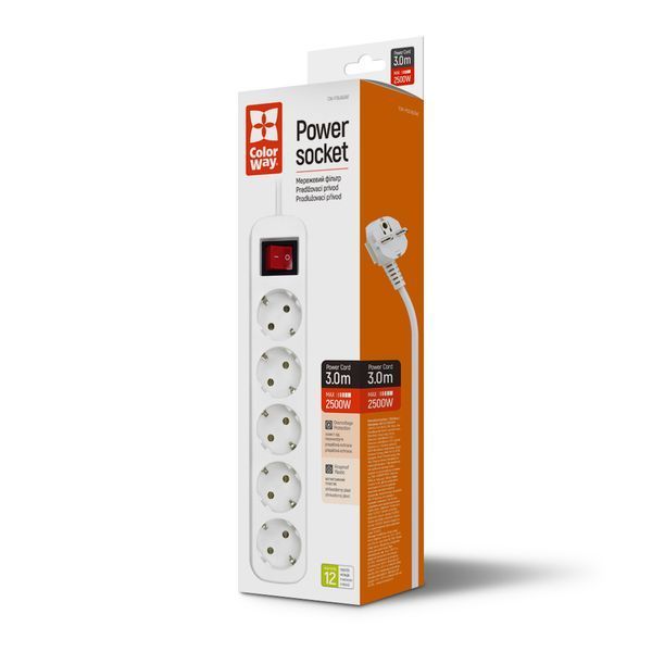 Мережевий фільтр СolorWay 5 розеток/3M White (CW-PSEA53W) CW-PSEA53W фото