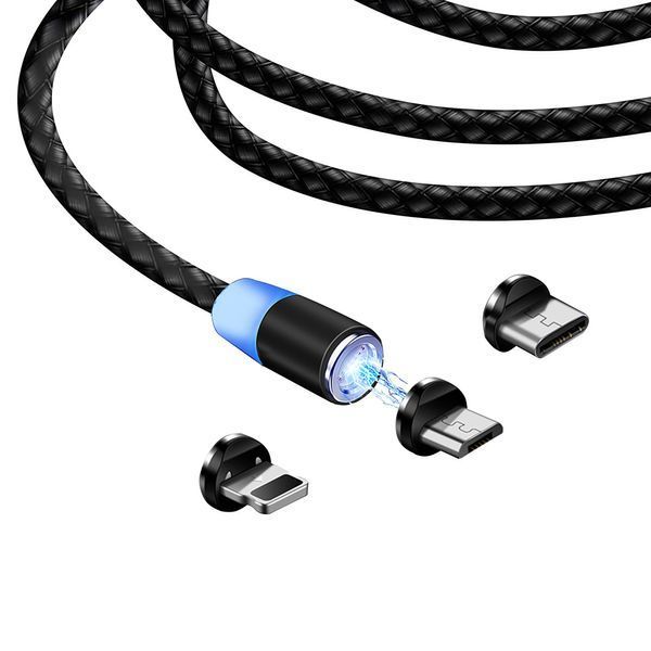 Кабель Colorway USB - 3в1 (Lightning + MicroUSB + Type-C) Magnetic 2.4A 1м чорний (CW-CBUU020-BK) CW-CBUU020-BK фото