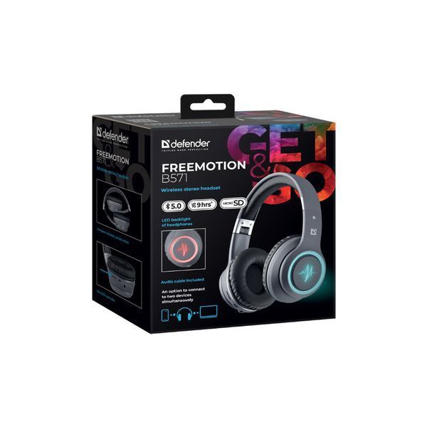Наушники Defender FreeMotion B571 Bluetooth LED Gray (63571) 63571 фото