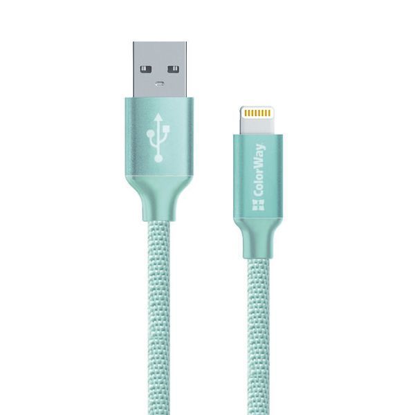 Кабель ColorWay USB - Apple Lightning 2.1А 1м мятний (CW-CBUL004-MT) CW-CBUL004-MT фото