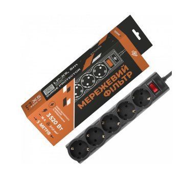 Мережевий фільтр LogicPower Premium 5 розеток/5M Black (LP-X5-5) LP-X5-5 BLACK фото