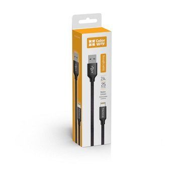 Кабель Colorway USB - Apple Lightning 2.4А 25см черный (CW-CBUL048-BK) CW-CBUL048-BK фото