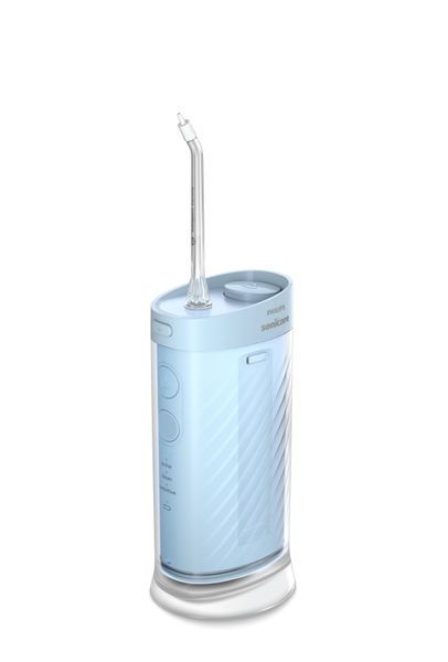 Іригатор Philips портативний Sonicare Compact Flosser 1000, чаша 200 мл, складний, голубий HX3333/24 фото