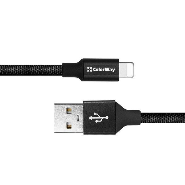 Кабель Colorway USB - Apple Lightning 2.4А 25см чорний (CW-CBUL048-BK) CW-CBUL048-BK фото