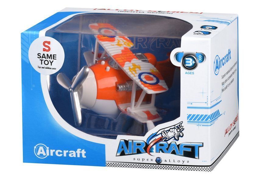 Самолет металлический Same Toy инерционный Aircraft со светом и звуком (оранжевый) SY8012Ut-1 фото