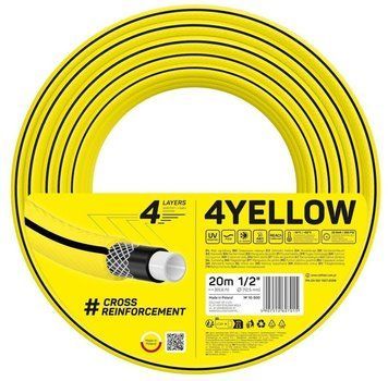 Шланг садовий Cellfast 4YELLOW 1/2" 20м 4 шари до 20бар -10&hellip;+50&deg;C 10-500 фото