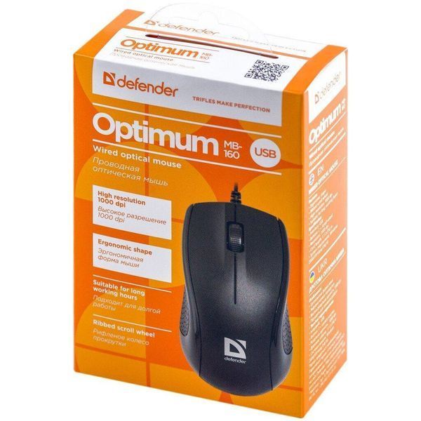 Мишка Defender Optimum MB-160 Black USB (52160) 52160 фото