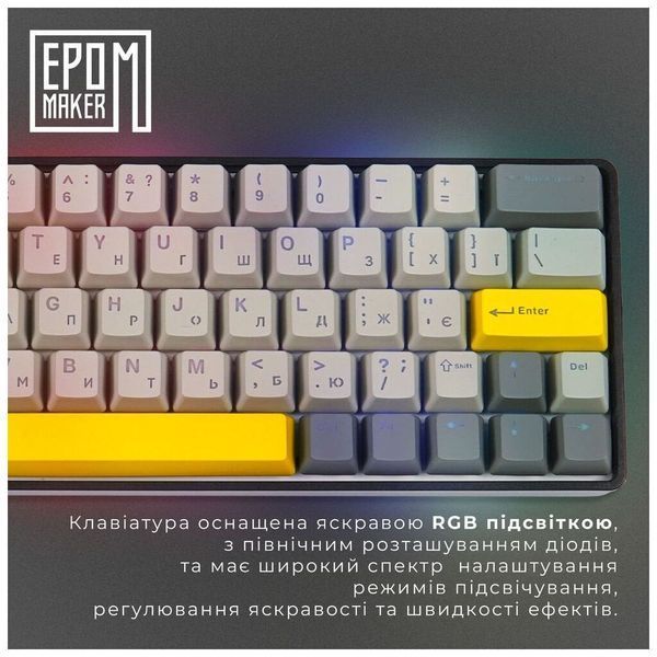 Клавиатура Epomaker EP64 60 Mulan Switch Hot-Swap RGB Wireless/Bluetooth/USB UA Black (EP64-B-M) EP64-B-M фото