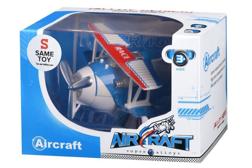Самолет металлический Same Toy инерционный Aircraft со светом и звуком (синий) SY8012Ut-2 фото