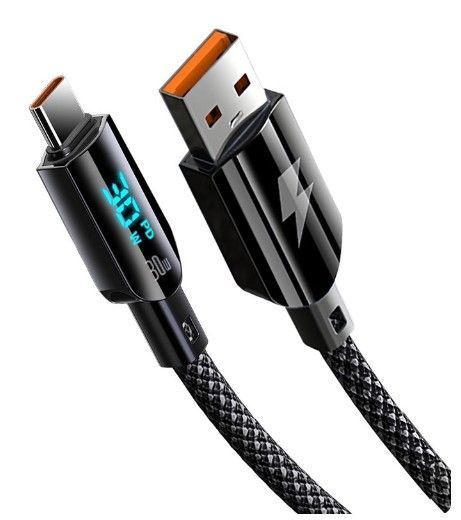 Кабель Gelius Screen GP-UCN008 (30W) USB-A to Type-C (1.2м) Black GP-UCN008 Black фото