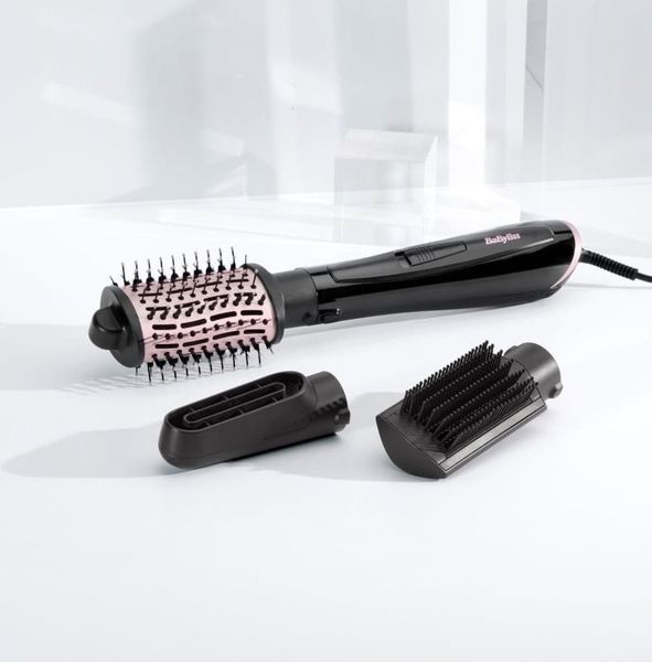 Фен-щетка Babyliss Style Smooth, 1000Вт, режимов-2, иониз-я, хол. обдув, керамика, черный AS128E фото
