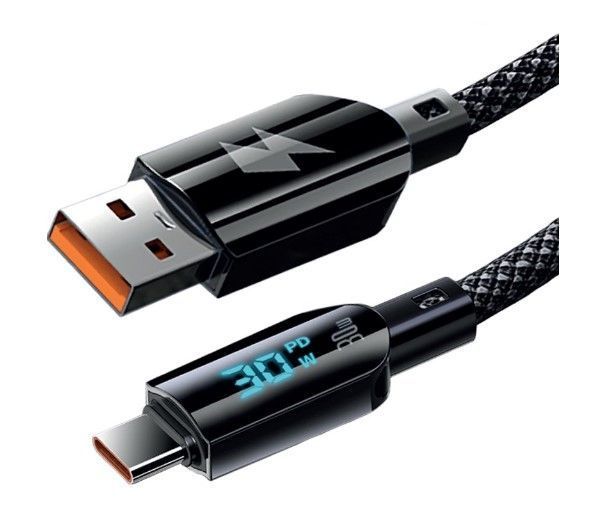 Кабель Gelius Screen GP-UCN008 (30W) USB-A to Type-C (1.2м) Black GP-UCN008 Black фото