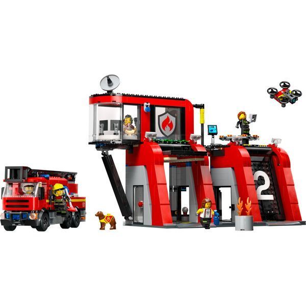 Конструктор LEGO City Пожежне депо з пожежною машиною 843 деталей (60414) 60414 фото