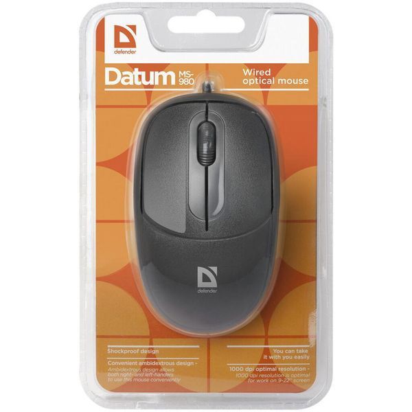 Мишка Defender Datum MS-980 Black (52980) 52980 фото