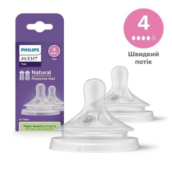 Philips Соска Avent силиконовая Natural Природный Поток, 3м+., 2 шт, средний поток SCY964/02 фото