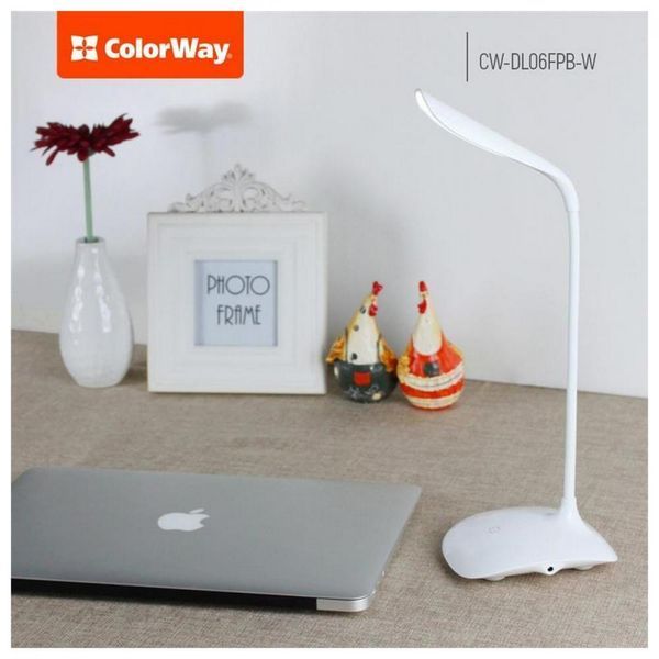 Настільна лампа ColorWay Portable & Flexible з вбудованим акумулятором White (CW-DL06FPB-W) CW-DL06FPB-W фото