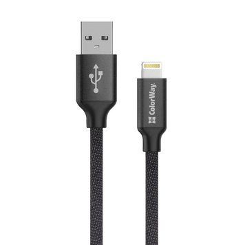 Кабель Colorway USB - Apple Lightning 2.4А 2м черный (CW-CBUL007-BK) CW-CBUL007-BK фото