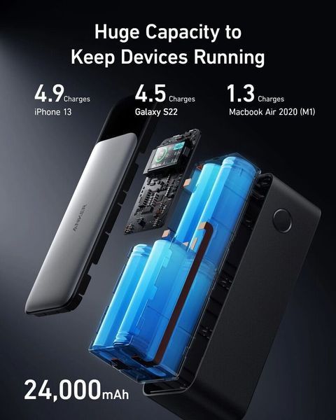 Універсальна батарея Anker 737 Powercore 24000mAh (140W) Black (A1289011) A1289011 фото