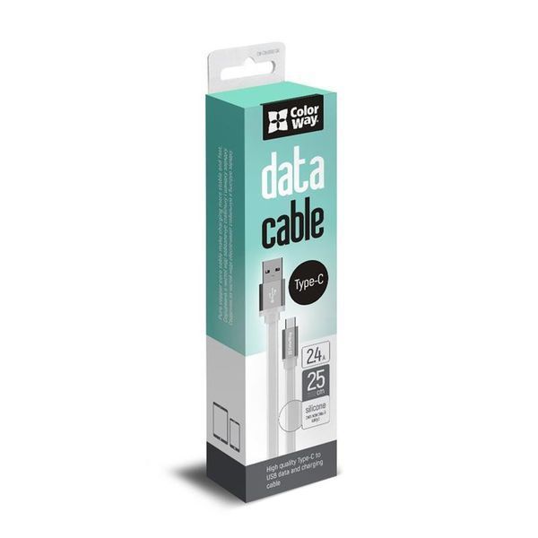 Кабель ColorWay USB male &ndash; Type-C male, 25 см, белый (CW-CBUC001-WH) CW-CBUC001-WH фото
