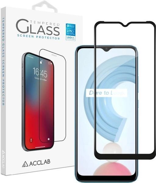 Защитное стекло ACCLAB Full Glue для Realme C21Y (черное) Paper pack 1283126518393 фото