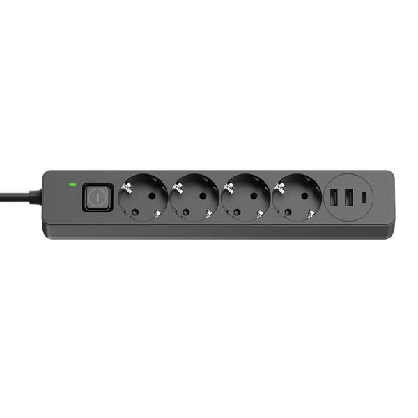 Сетевой фильтр-удлинитель СolorWay 4 розетки/3USB (2USB-A + 1 TYPE-C) Black 2M (CW-CHE432PDB) CW-CHE432PDB фото