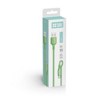 Кабель ColorWay USB - Type-C (soft silicone) 2.4A 1м зеленый (CW-CBUC042-GR) CW-CBUC042-GR фото
