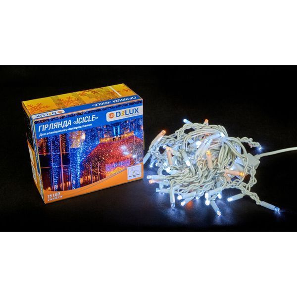 Гірлянда Delux ICICLE 100LED 2x0.7 м Жовтий flash Білий/Білий IP44 (90015181) 90015181 фото